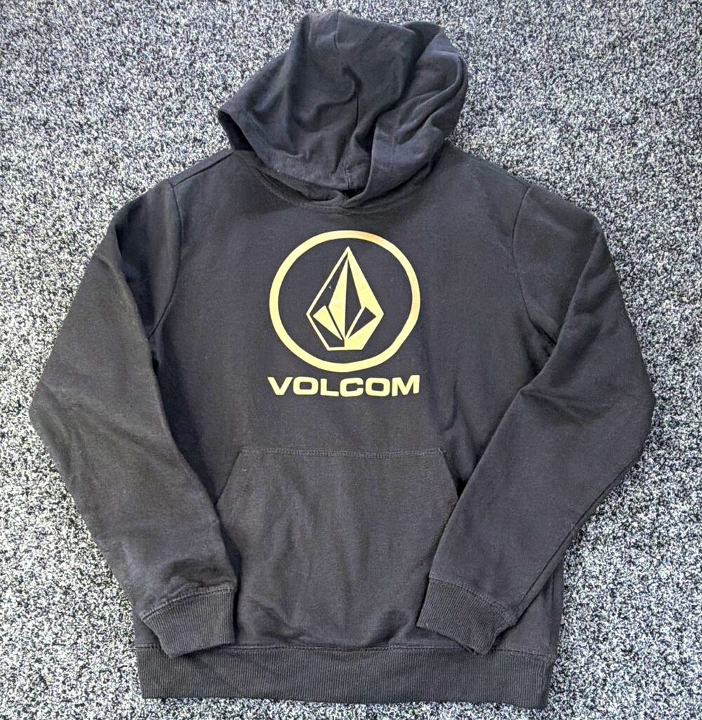 Volcom Men's Black Graphic Print Logo Pullover Hooded Fleece Hoodie XL
